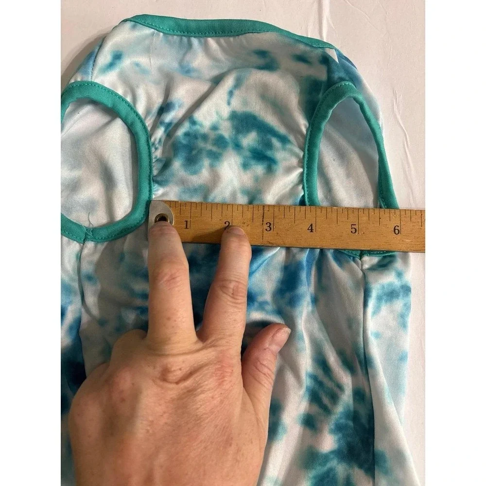 Dog Tie Dye Blue & Mint Swim Suit Shirt (Small/Medium)